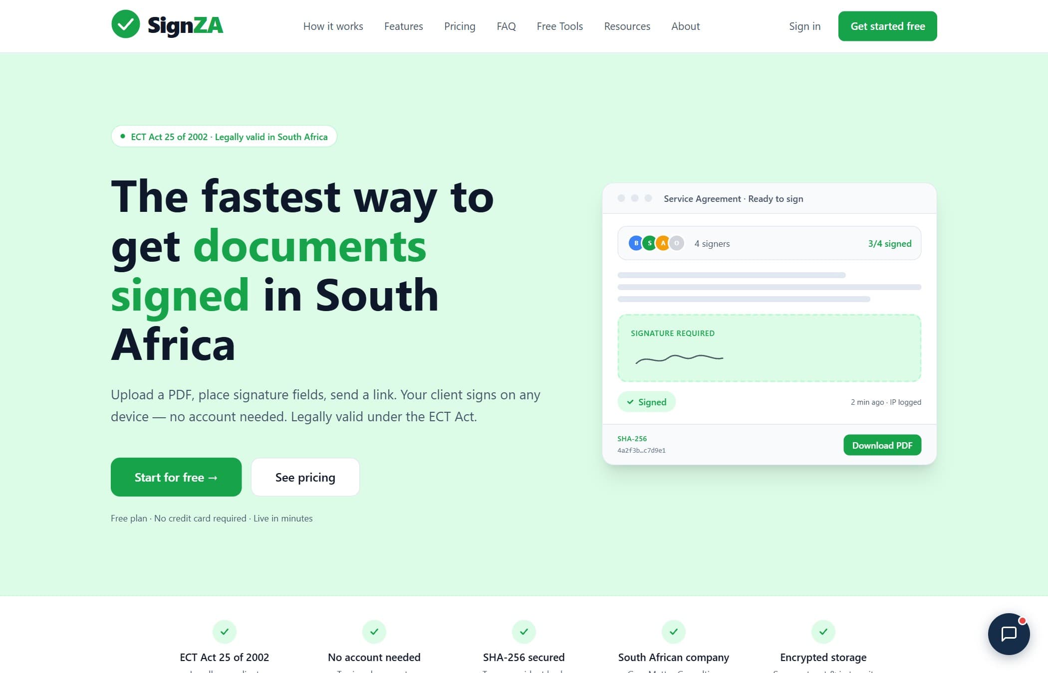Signza — ECT Act compliant e-signatures for South Africa